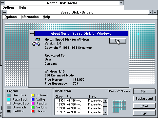 Norton Utilities 8 - Speed Disk Win